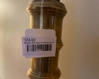 Brass Etched Candlestick