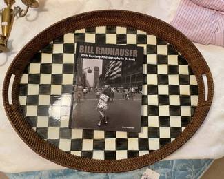 MacKenzie-Childs Party Tray, Brass Candle Holders