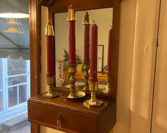 Vintage Wood Drawer Wall Mirror