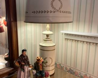 Toleware Lamps, Royal Doulton Owd William, Royal Doulton The Orange Lady
