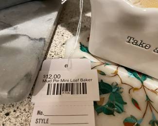 Marble Cutting Board, Mud Pie Mini Loaf Baker