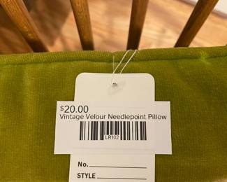 Vintage Velour Needlepoint Pillow