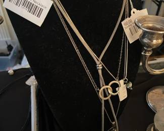 Pearl Bolo Tie Necklace, Sterling Modernist Necklace