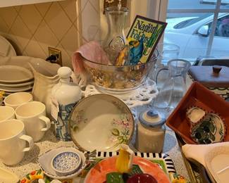 Altenkunstadt German Decanter, Villeroy and Boch Mugs, Handmade Ceramic Bowls