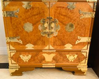 Tiger Oak w/brass accents cabinet