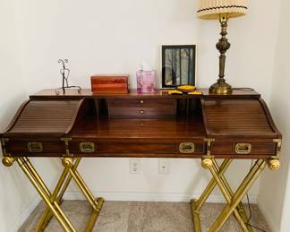 Drexel Gilt Wood Base Roll Top Desk