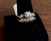 1940's 14K illusion head diamond engagement ring and wedding band