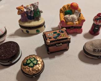 Trinket boxes, Oreo, Blarney, Shamrock, Gumball Machine, Baseball, Cats