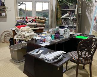 Sewing room with quilts and fabric