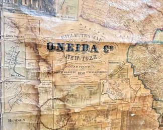 Antique 'Gillette's Map of  Oneida County New York' JH French 1858 wall map