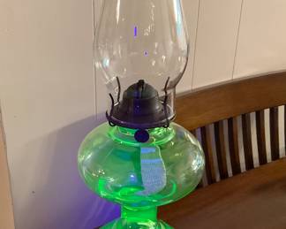 Uranium glass oil lamp.