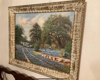 Bluebonnet painting, oil on board, William Robert Thrasher.