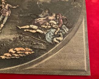 Antique engraving plate “The Rural Italian’s Ball” 1775 by printmakers Francesco Bartolozzi and Francois Vivares after Francesco Zuccarelli’s original oil painting.