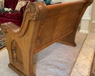 Antique wood pew from historic Central Christian Church, Greenville, Texas.