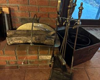 Fireplace Tools; Fireplace Brass Wood Carrier