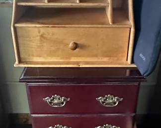 Wooden Desk Organizer; Filing Cabinet