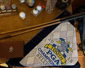 Vintage Golf Clubs; Bellerive Golf Towel
Vintage George Nicoll Whippet Putter (estimated 1925-1929) 