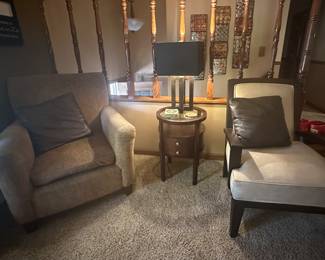 Living Room Chairs; End Table; Table Lamp