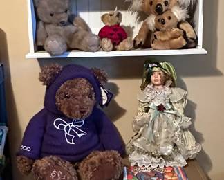 Small Cabinet; Stuffed Animals; Gund Millenium Bear; TY Bears