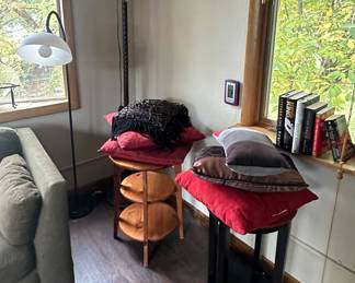Floor Lamp; Side Tables; Throw Pillows; Books
