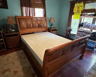 Queen Size Sleigh Bed with Box Springs