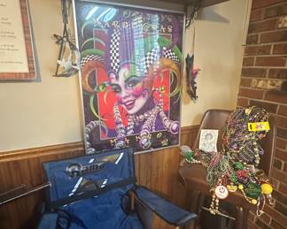 Rams Football Bobbleheads; Rams Bag Chair; Rams Glasses; Rams Flask; Super Bowl XXXVI Live Audio Coverage Radio;  Bar Stool; Mardi Gras Beads;New Orleans  Mardi Gras Mambo Framed Poster February 12th, 2002