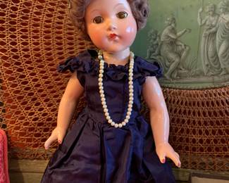 1940s Effanbee doll with box of handmade clothes