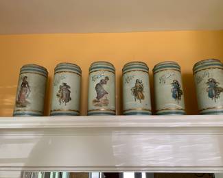 Set of 6 antique tin cannisters