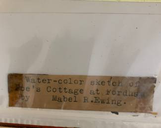 Edgar Allen Poe cottage water color etching Mabel R. Ewing