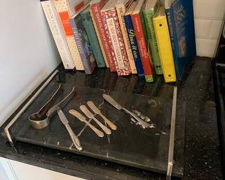 Cook Books, marble cheese tray