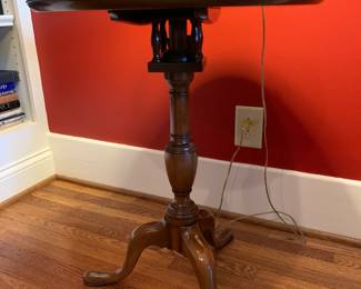 Tilt top tea table with bird cage