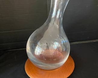 Atlantis Crystal Wine Decanter Carafe Wood Base