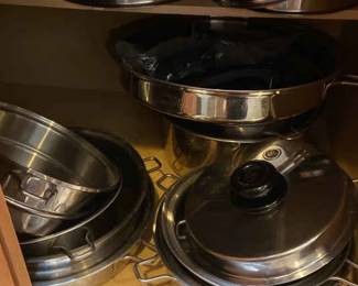 Complete Set Of Salad Master Surgical Steel Cooking Pots With Lids