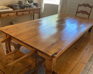 Rustic, Large Bench Style Dining Room Table