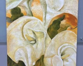 White Calla Lillies 1 Signed Original Watercolor By Edward Holmberg