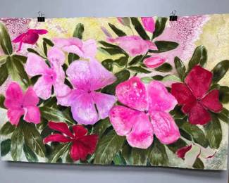 PinkRed Pansies Signed Original Watercolor By Edward Holmberg