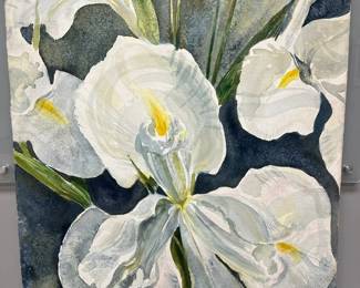 White Iris Signed Original Watercolor By Edward Holmberg