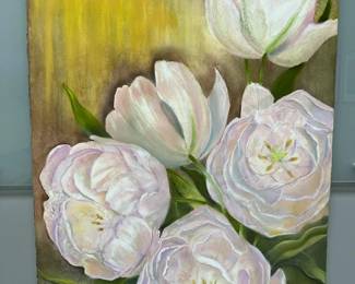 LT Pink Peonies 2 Signed Original Watercolor By Edward Holmberg