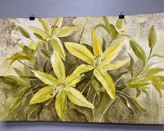 Yellow Day Lilies Signed Original Watercolor By Edward Holmberg