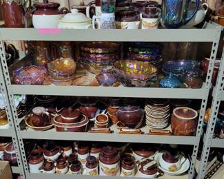 Hull and mccoy brown drip plates, Mugs, crocks, pitchers, platters and more!!