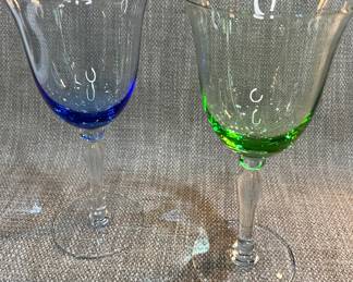 Blue and Green Stemware