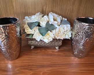 Rose Vases and Footed Planter