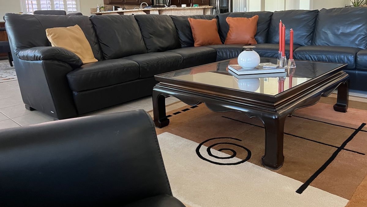 Copenhagen Leather Sectional (Gorgeous!) , Coffee Table, Area Rug