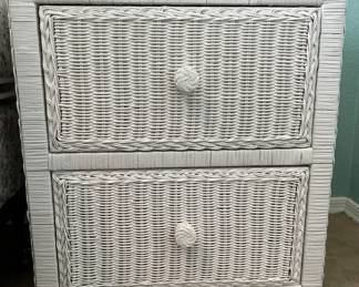 Lea The Bedroom People White Wicker Bedroom: Bed Frame, Dresser, Nightstand, Highboy, Etagere, Elephant