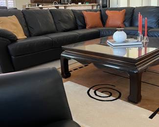 Copenhagen Leather Sectional (Gorgeous!) , Coffee Table, Area Rug 