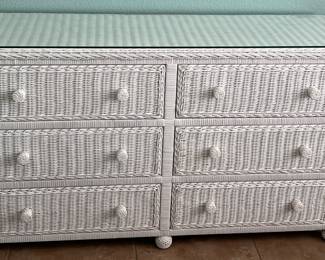 Lea The Bedroom People White Wicker Bedroom: Bed Frame, Dresser, Nightstand, Highboy, Etagere, Elephant