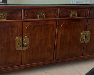 Stunning Asian Inspired Buffet w Glass Top