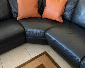Copenhagen Leather Sectional (Gorgeous!) , Coffee Table, Area Rug 