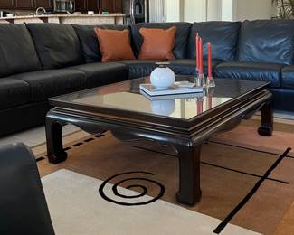 Copenhagen Leather Sectional (Gorgeous!) , Coffee Table, Area Rug 