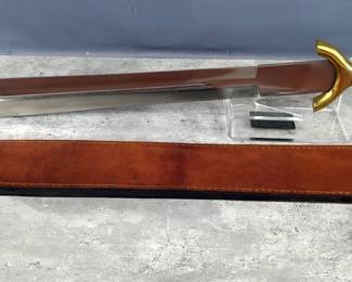 Celtic Dagger, 23" Blade, With Brass Accent Handle, Includes Leather Scabbard 